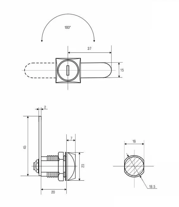 Замок почтовый 0802 20 мм 180°