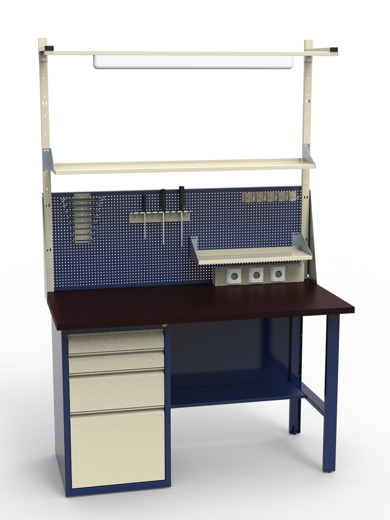 Монтажный стол СВФ-1Т.04.00.14_сб1 (1400х690х2100 мм) с экраном и рамой освещения