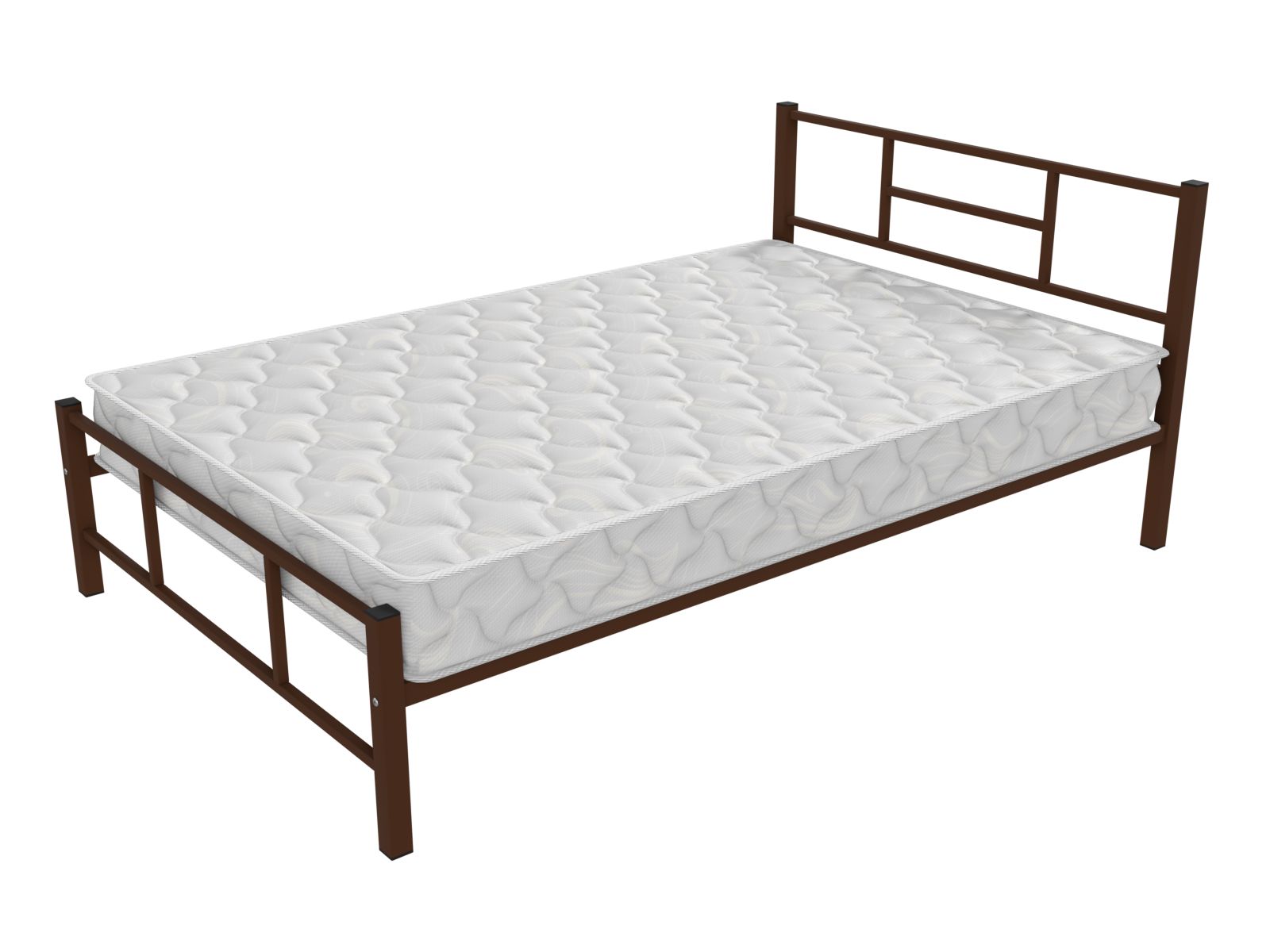Фото кровать — кадис/190х120 (1980х1260х800 мм) 1,5 спальная  с пружинным матрасом металлическая одноярусная для подростков